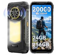 Blackview Téléphone Incassable Android 16, Lampe Camping 348 LM, Batterie 20000mAh, 24Go+256Go/2To Telephone Chantier | 108MP+50MP+20MP Vision Nocturne, Écran 6,78" FHD+ 120Hz, IP68/IP69K, NFC