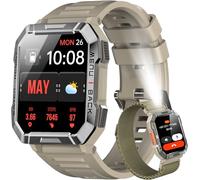 Blackview W60 Montre Connectée Homme, Fonction Ilumination, Double Bracelets, Écran 1.39" TFT, Cardiofréquence/SPO2 à 24 Heures, Analyse Sommeil, 100 Modes de Sport, pour Android/iOS (Kakhi)