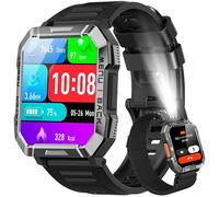 Blackview W60 Montre Connectée Bluetooth,Smartwatch Sport 100+ Modes Sportifs,Lampe de poche LED boussole pour iOS Android - Noir