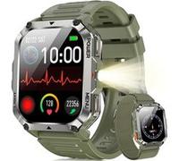 Blackview W70 Pro Montre Connectée Robuste Bluetooth 900mAh,1.45" étanche Smartwatch avec LED Lamp,Boussole - Vert G