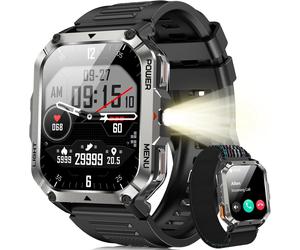 Blackview W70Pro Montre outdoor étanche avec lampe de secours boussole batterie 900mAh écran HD 2.01'' suivi fitness pour hommes femmes cadeau Black