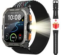 Blackview W80 Pro Rugged Watch AI GPS 3-in-1 waterproof dustproof shockproof SpO2 1.91" screen flashlight compass 900mAh battery for men & women khaki