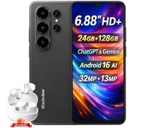 Blackview WAVE 10 Telephone Portable,Android 16 Smartphone Pas Cher,6.88"" HD+,24Go+128Go,32MP+13MP,Noir,avec AirBuds20 Écouteurs