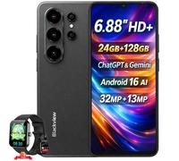 Blackview WAVE 10 Telephone Portable,Android 16 Smartphone Pas Cher,6.88"" HD+,24Go+128Go,32MP+13MP,Noir,avec R50 Montre Connectée