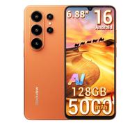 Blackview Wave 10C Android 16 Smartphone Pas Cher, 16Go+128Go/2To Telephone Portable Écran 6.88" HD+, 32MP+13MP, Octa Core, 5000mAh, 4G LTE Double SIM Débloqué, WiFi 5/OTG/FM/Empreinte/Coque, Orange