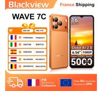 Blackview WAVE 7C Smartphone 16(4+12)GB+64GB, écran HD+ 6,56 pouces, 5000mAh, Android 16 Doke AI 2.0, vidéo 1080P (Étui de protection TPU gratuit) Bleu