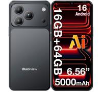 BLACKVIEW WAVE 7C Smartphone 6.56"" 16Go(4+12) + 64 Go/jusqu'à 2To 5000mAh Android 16 32MP Téléphone portable 4G Double Sim GPS Noir