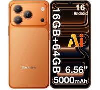 BLACKVIEW WAVE 7C Smartphone 6.56"" 16Go(4+12) + 64Go/jusqu'à 2To 5000mAh Android 16 32MP Téléphone portable 4G Double Sim GPS Orange