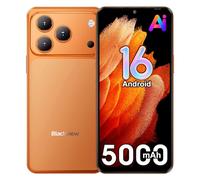 Blackview Wave 7C Smartphone Pas Cher, Android 16 Téléphone Portable, 16Go+64Go/TF 1To Gemini AI Smartphone, 6.56" HD+, 5000mAh, 32MP+13MP, 4G Double SIM Débloqué, WiFi 5/Face ID/OTG/FM/Coque, Orange