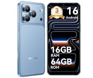 Blackview Wave 7C Telephone Portable Android 16 Smartphones, 16Go+64Go/2To, 32MP+13MP, 5000mAh, 6.56" Smartphon Pas Cher 4G Dual SIM, Téléphone WiFi 5G/GPS/IP54/3 Card Slots/3.5mm/FM/3Ans Garantie