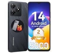 Blackview Wave 8C Android 14 téléphones Portables débloqués, Écran 6.56" Smartphones Pas Cher 4G, 6Go+64Go/TF-2To, Octa Core, 13MP+8MP, Batterie 5000mAh, Double SIM/Face ID/GPS/2Ans Garantie