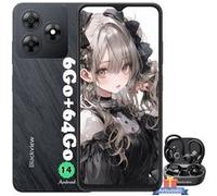 Blackview WAVE 8C Smartphone 6.56 6Go+64Go/2 To 4700mAh Dual SIM Noir avec Écouteurs Bluetooth Airbuds 60 Noir G