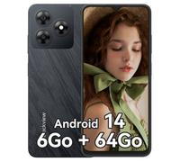 Blackview WAVE 8C Smartphone 6Go (2+4) RAM /64Go ROM 6.56"" HD+ 13MP 4700mAh Téléphone Portable Android 14 GPS Double SIM 4G - Noir