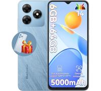 Blackview Wave 8C Telephone Portable Pas Cher 6Go+64Go/TF 2To, Android 14 Smartphone Débloqué 4G Dual SIM, Octa Core, Écran 6.5" HD+/60Hz, Batterie 5000mAh, 13MP+8MP, Face ID/GPS/OTG/FM/2Ans Garantie