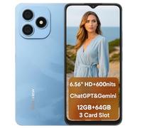 Blackview Wave 9C 4G AI Smartphone Débloqué, 6,56'' 600nits Écran, 12GB+64GB(2TB Externe), 3 Assistants Intelligents IA, 13MP+8MP, 3 Emplacements pour Cartes, Android 15 Dual SIM Téléphone, GPS Bleu