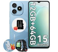 Blackview WAVE 9C 6,56 pouces - Android 15, 4+8Go (jusqu'à 12Go)/64Go, 5000mAh, Dual SIM, Bleu + Smartwatch R50