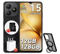 Blackview WAVE 9C Téléphone Portable 6.56" 12Go+128Go 13MP+8MP 5000mAh Android 15 Smartphone Dual SIM Face ID,3 Carts Slots - Noir