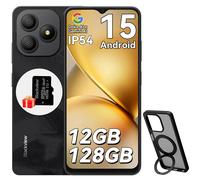 Blackview WAVE 9C Téléphone Portable 6.56" 12Go+128Go 13MP+8MP 5000mAh Android 15 Smartphone Dual SIM Face ID,3 Carts Slots - Noir