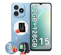 Blackview WAVE 9C Téléphone portable 6.56" 12Go+128Go 5000mAh Android 15 Smartphone Dual SIM Bleu avec R50 montre intelligente-Noir