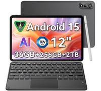 Blackview x Gemini AI 2.0 MEGA 2 WiFi Tablette 12" 90Hz, RAM 36 Go ROM 256 Go/SD 2 To,Android 15 WiFi 6, 9000mAh PC 2.0 Gris Avec Clavier K1