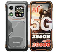Blackview Xplore 1 5G movil irrompible Con Pantalla Secundaria, 20000mAh, Dimensity 7050 móvil rugerizado, Android 15, 36GB+256GB/2TB, 50MP+64MP+20MP Nocturna, 6,78" 120Hz,170lm/NFC/OTG/AI/Naranja