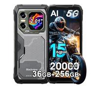 Blackview XPLORE 1 5G Smartphone Portable Incassable, 36Go+256Go/2TB Android 15 Téléphone Débloqué, 64MP+50MP, 6.78" FHD+ Double écran, 20000mAh Smartphone Etanche, Dual SIM/4G/5G/NFC/OTG/GPS, Noir