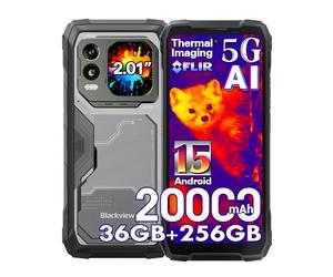 Blackview Xplore 1 Pro 5G Téléphone Portable Incassable Android 15, 36Go+256Go/2To Gemini AI Telephone Débloqué, Caméra Thermique+64MP, 6.78" FHD+ Téléphone Chantier, 20000mAh Batterie,NFC/OTG,Noir