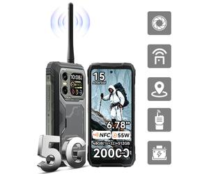 BLACKVIEW XPLORE 1 talkie-walkie robuste pour smartphone [sans chargeur UE] 48 Go (16 + 32) + 512 Go 20 000 mAh Android 15 NFC 6,78 ''55 W 64 MP Orange