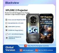 Blackview XPLORE 2 Projecteur 5G AI Smartphone robuste, écran AMOLED 6,73" 3,2K, caméra 50MP, 20000mAh, téléphone portable extérieur NFC Black-16GB 1TB