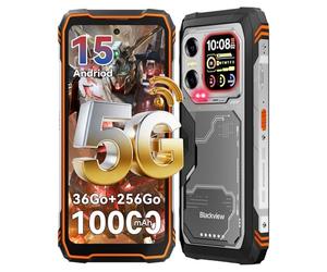 Blackview XPLORE X1 5G Téléphone Portable Incassable, 108MP+50MP+20MP Vision Nocturne, 6.78" 120Hz+2.01" Écran Secondaire, 36Go+256Go/2To Smartphone Incassable, 10000mAh, Mode Gants/IP69K/NFC/WiFi 6