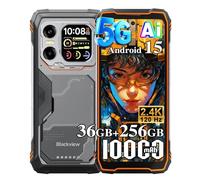 Blackview Xplore X1 5G Teléphone Portable Incassable Android 15, 36Go+256Go/2To,6.78" FHD+Double écran, 10000mAh,108MP+50MP,Smartphone Incassable, Gemini AI, Dual SIM 4G/5G,NFC/OTG/GPS,Orange