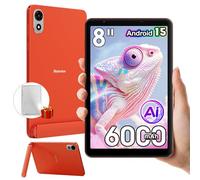 Blackview ZENO 1 8 Pouces Tablette, 12Go+64Go/2To SD, 2 Haut-parleurs, Gemini AI Gaming Tablet Android 15, 6000mAh, 8MP+8MP, 4G LTE + 5G WiFi Tablette Tactile, Coque/OTG/Hall/FM/3,5mm Jack, Orange