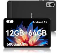 Blackview ZENO 1 Tablette 8"" FHD AI x Android 15, RAM 12 Go ROM 64 Go/SD 2 To, 6000mAh Widevine L1 1080P WPS, Dual SIM - Noir