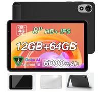 Blackview ZENO 1 Tablette Tactile 8"" IPS Écran 12 Go + 64 Go (TF 2To) 6000mAh 8MP Android 15 Dual SIM 4G Tablette PC GPS - Noir
