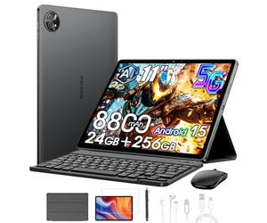 Blackview ZENO 10 5G Tablette avec Clavier+Souris,24Go+256Go/2To Android 15, 11 Pouces 2K FHD+ Gaming Tablet Gemini Al,8800mAh,16MP+13MP,4G/5G WIFI/PC Mode/OTG/Widevine L1/Étui+Stylet intelligent,Noir