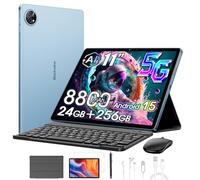 Blackview ZENO 10 5G Tablette avec Clavier & Souris, 24Go+256Go Android 15, 11 Pouces 2K FHD+ Gaming Tablet Gemini Al,8800mAh,16MP+13MP,4G LTE/PC Mode/OTG/Widevine L1/Étui+Stylet Intelligent,Bleu