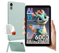 Blackview ZENO1 8 Pouces Tablette 4G, 18Go+256Go/2To Octa-Core, 2 Haut-parleurs, Gaming Tablet Android 15, 6000mAh, 8MP Camera, 5G WiFi Tablette Tactile Gemini AI, Coque/OTG/Hall/FM/3,5mm Jack, Vert