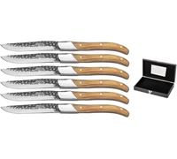 Blackwell Laguiole Lot de 6 couteaux à steak Raw Black en bois d'olivier