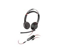 Poly Casque Blackwire 5220 – Filaire USB-C Arceau pour Appels/Musique – Certifié Teams – Noir/Rouge