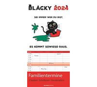 Blacky Agenda familial 2024 - Calendrier familial - Planificateur de rendez-vous - Calendrier pour enfants - Calendrier familial - 22 x 45 cm