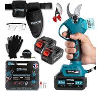 BLADE PRO Sécateur Électrique Sans Fil 800W - Coupe 40mm - 2 Batteries Lithium 6000mAh - Sécateur à Batterie Professionnel de Jardin - Kit Complet avec Sac Ceinture, Gants, Lunettes