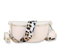 Blade Sac Banane doré pour Femme en Cuir véritable, Sac Banane élégant pour Femme avec 2 Larges Ceintures à Motifs et en Cuir Amovibles et réglables, Sac bandoulière pour Femme, Sac de Poitrine de