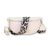 Blade Sac banane doré pour femme en cuir véritable, sac banane élégant pour femme avec 2 larges ceintures à motifs et en cuir amovibles et réglables, sac bandoulière pour femme, sac de poitrine de