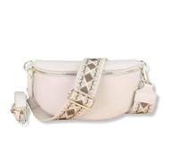 Blade Sac Banane doré pour Femme en Cuir véritable, Sac Banane élégant pour Femme avec 2 Larges Ceintures à Motifs et en Cuir Amovibles et réglables, Sac bandoulière pour Femme, Sac de Poitrine de