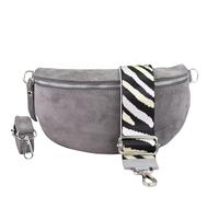 BLADE Sac banane en daim fait à la main, sac à bandoulière, sac banane en cuir véritable avec sangles à motifs, 3 tailles, sac à bandoulière élégant fabriqué en Italie, cadeau pour elle, en cuir, Gris