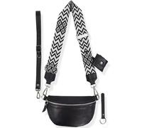 Blade Sac Banane pour Femme en Cuir véritable, Sac à bandoulière élégant pour Femme, avec 2 Bretelles réglables Amovibles - Poche Poitrine pour Femme, Noir en Option 3, s, Sac Banane