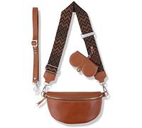 Blade Sac Banane pour Femme en Cuir véritable, Sac à bandoulière élégant pour Femme, avec 2 Bretelles réglables Amovibles - Poche Poitrine pour Femme, Marron-Option-2, M