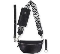 Blade Sac Banane pour Femme en Cuir véritable, Sac à bandoulière élégant pour Femme, avec 2 Bretelles réglables Amovibles - Poche Poitrine pour Femme, Noir en Option 6, M