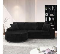 Bladez - Canapé d'angle en L, Canapé modulable avec pouf ovale et 2 coussins convient pour le salon ou le bureau - Noir
