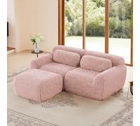 Bladez Canapé-lit d'angle modulaire en forme de L avec tabouret, moderne de luxe en peluche Boneless, sans montage, coussin cloud, siège extra profond pour le salon, rose, 2 places + 1